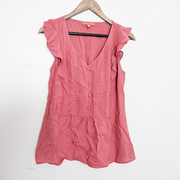 Modcloth Tops - Modcloth coral peplum short sleeve shirt